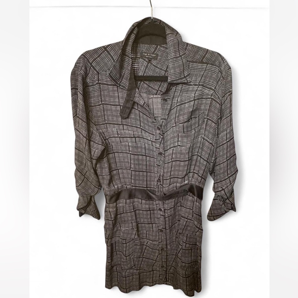 rag & bone Black and Gray Plaid Dress